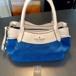 Kate Spade Denim and Cream Large Dumpling rare!
